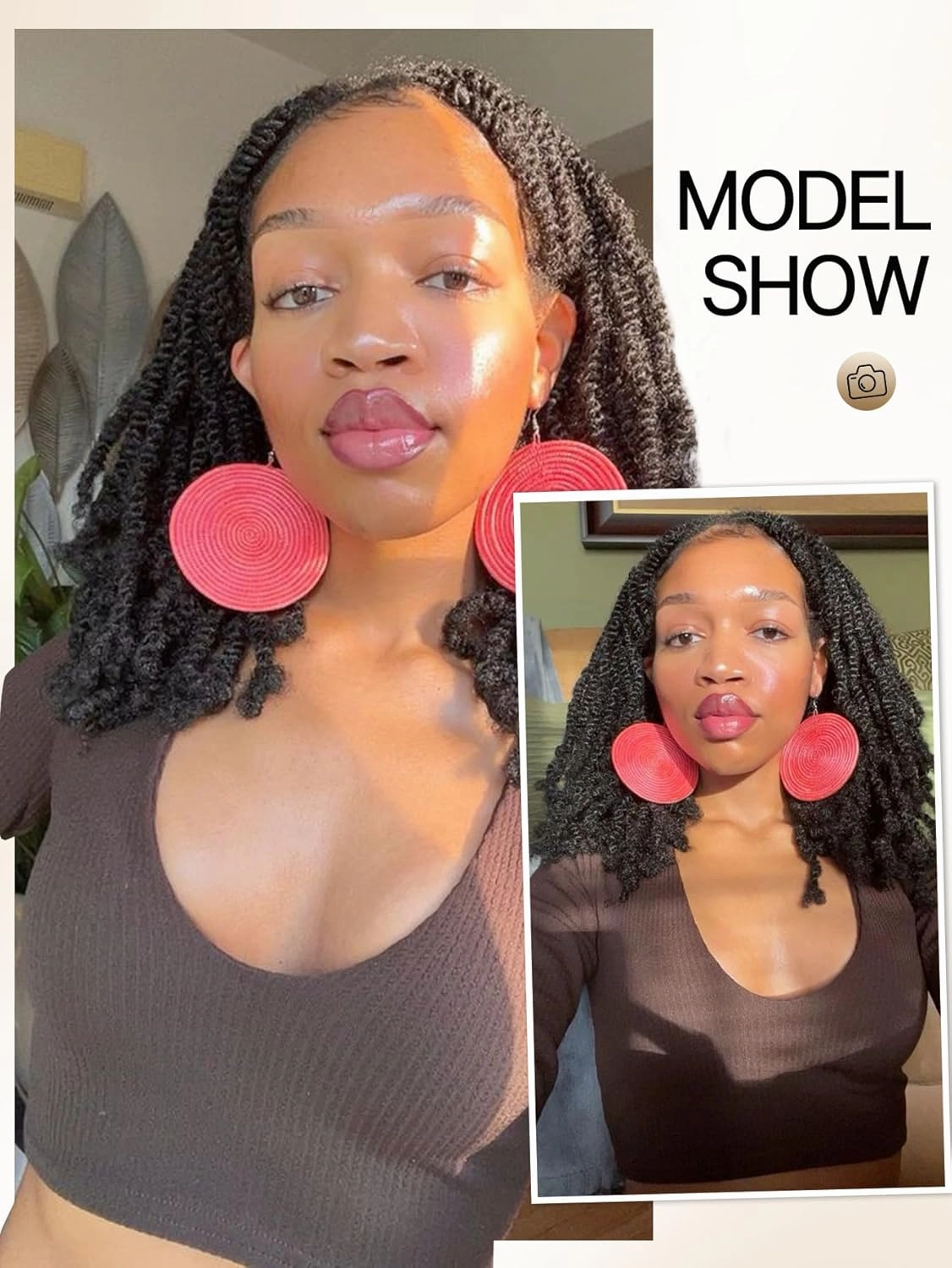 Mini Twist Braided Lace Wig Kinky Twists Wigs for Black Women Lace Front Knotless Braid Dreadlock Synthetic Black Hair 20 Inch