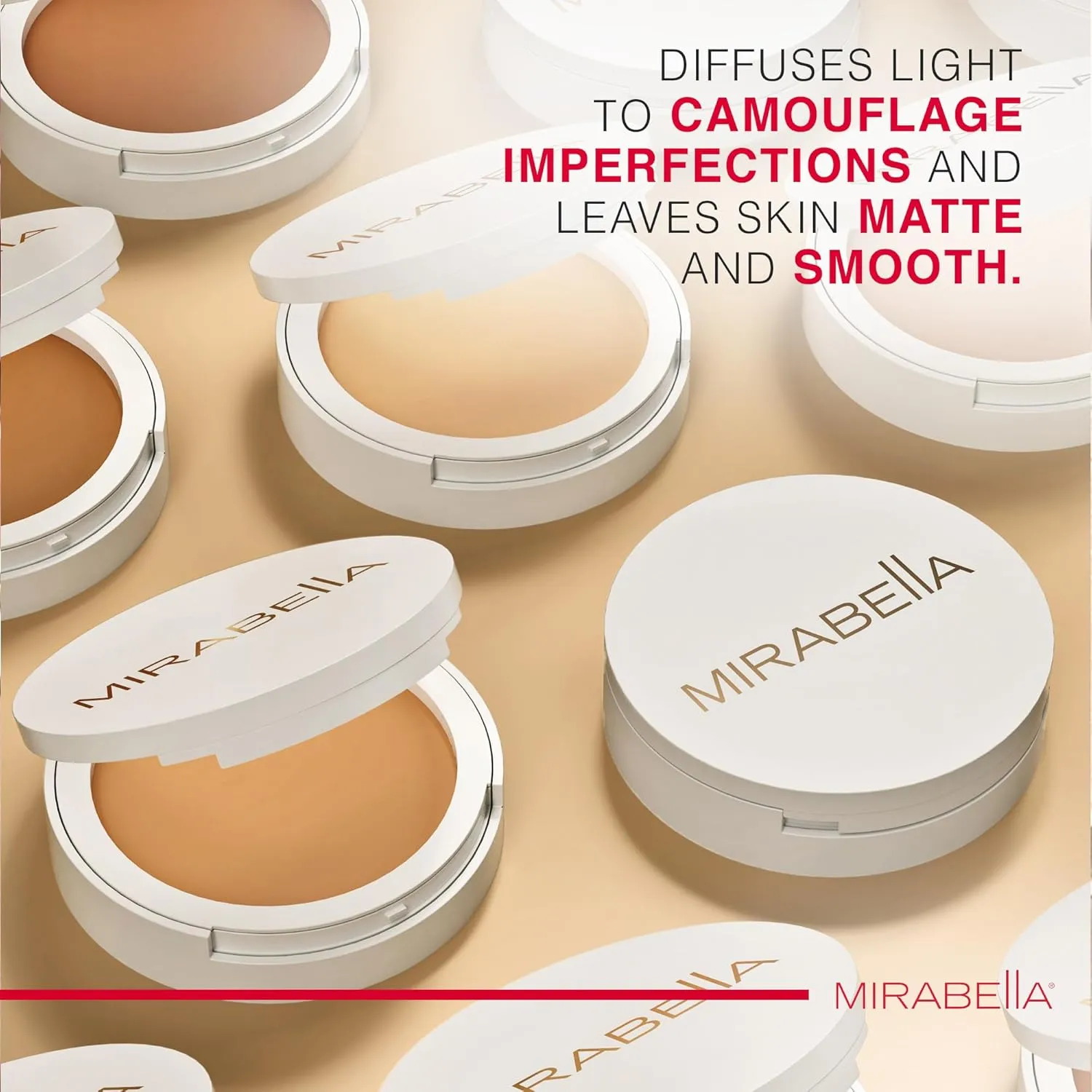 Mirabella Invincible All Skin Pure Pressed Powder Foundation - Buildable Mineral Foundation & Blurring Matte Finishing Powder - Medium M9