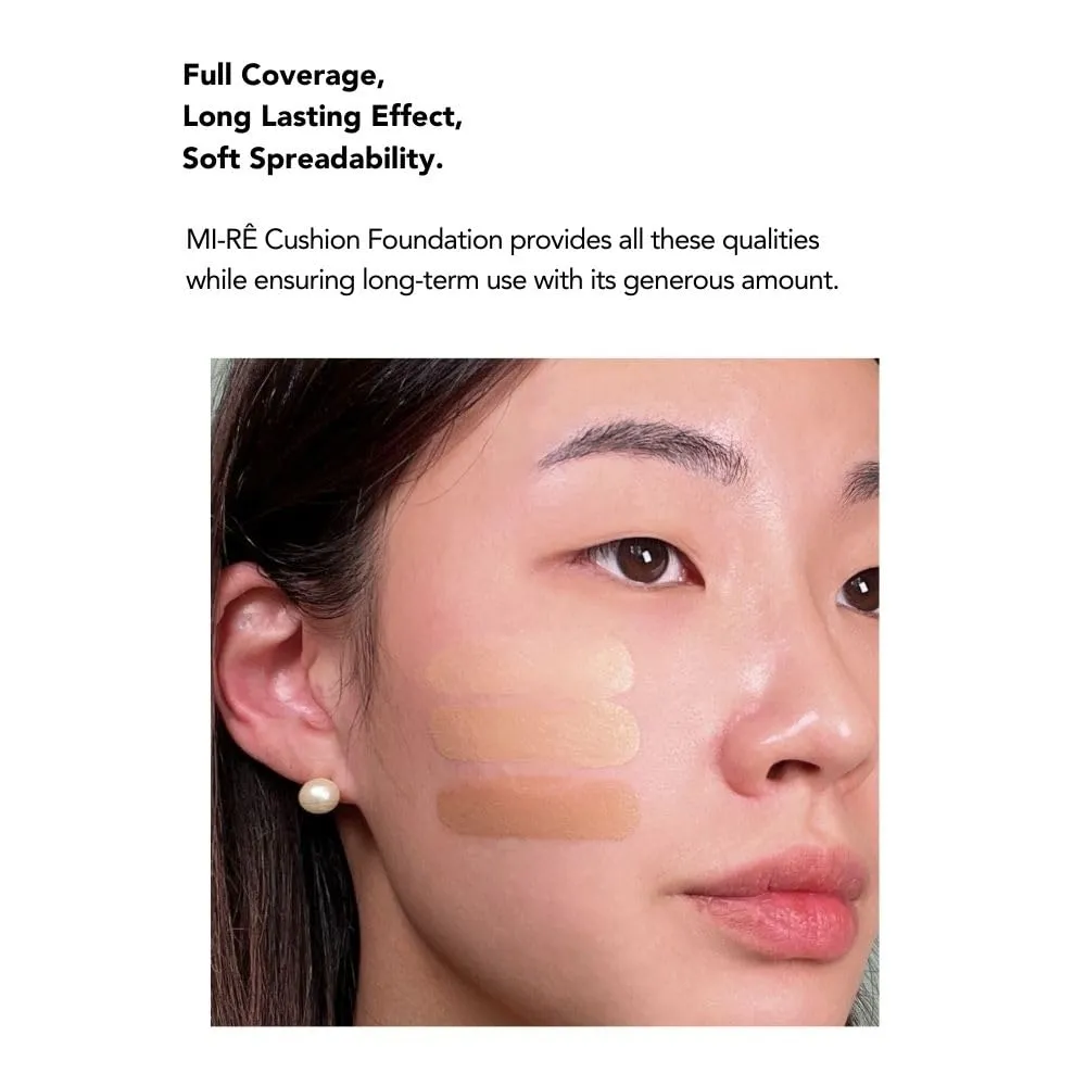 MIRECOSMETICS Velvet Finish All in 1 Cushion Foundation │Long Lasting, Full Coverage for All Skin Types (0.67oz) (01 Porcelaine)