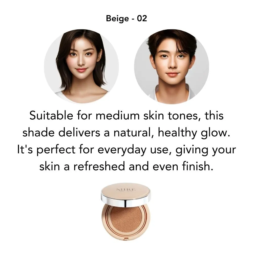 MIRECOSMETICS Velvet Finish All in 1 Cushion Foundation │Long Lasting, Full Coverage for All Skin Types (0.67oz) (01 Porcelaine)