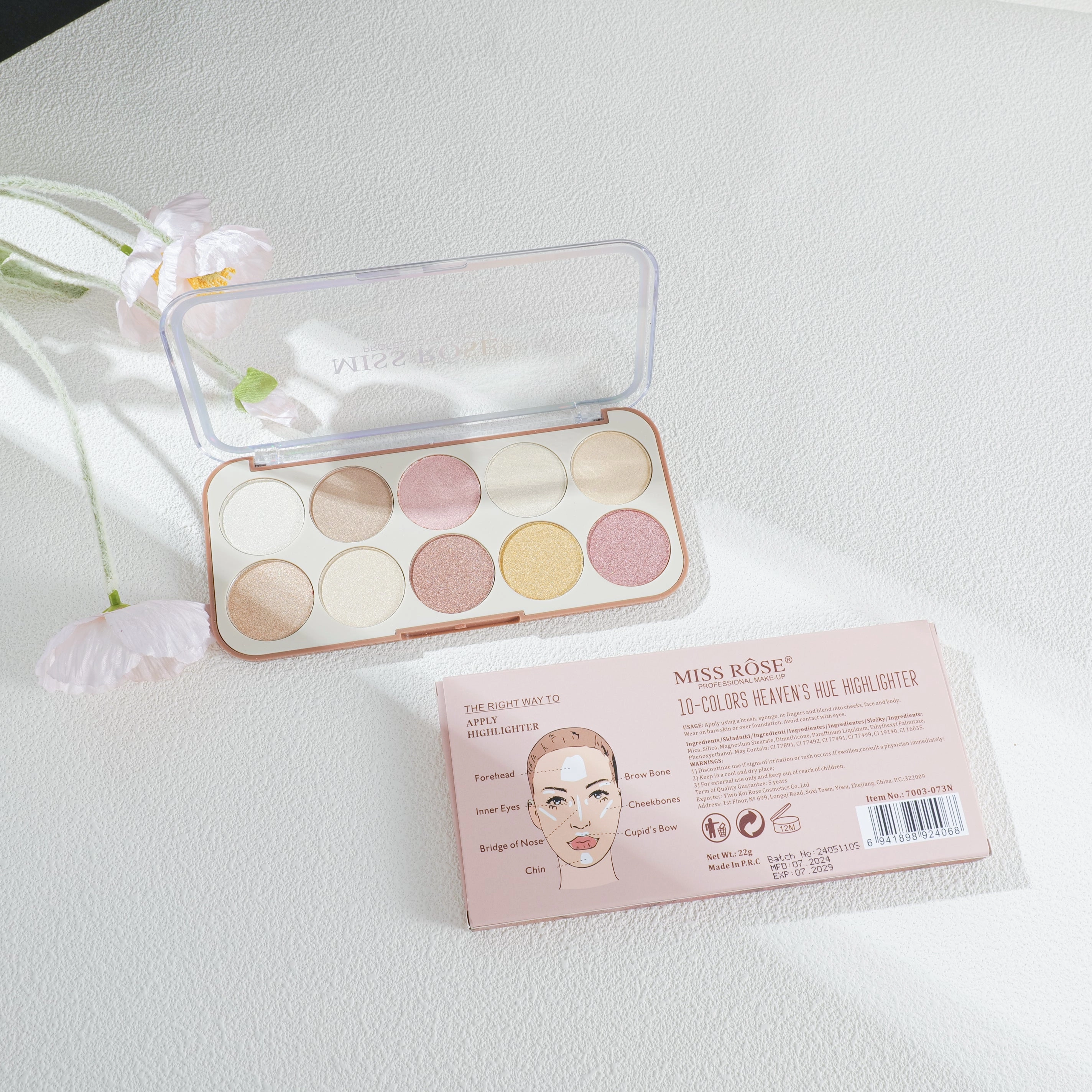 Miss Rose 10 Color Heaven's Hue Highlighter