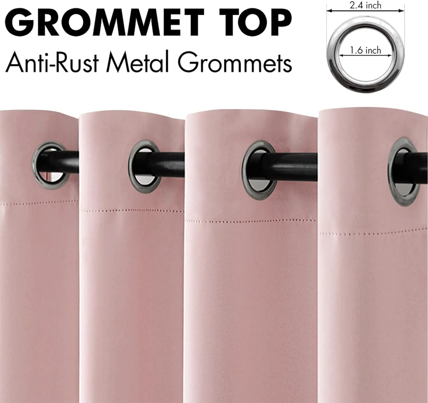 MIULEE Light Pink Room Darkening Curtains Thermal Insulated Drapes Solid Window Treatment Set Grommet Top Light Blocking Blackout Curtain for Living Room/Bedroom 2 Panels 52 x 84 inch Baby Pink