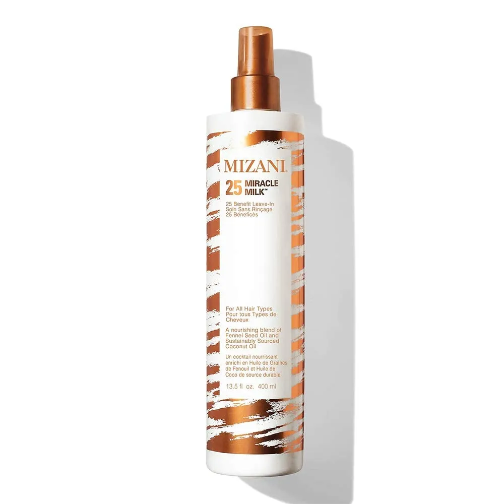 Mizani 25 Benefit Miracle Milk Leave in Conditioner - Heat Protectant & Detangler Spray, With Coconut Oil, For Frizzy & Curly Hair