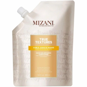 Mizani True Textures Moisture Replenish Conditioner - Moisturizes & Defines Curls, Silicone & Paraben-Free For Curly Hair, 33.8 Fl Oz Liter and 16.9 Fl Oz Refill (Set of 2)