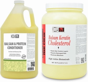 MODA Balsam Keratin Cholesterol 85 OZ and Moisturizing Conditioner Balsam Protein 128 OZ - Strengthens & Revitalizes