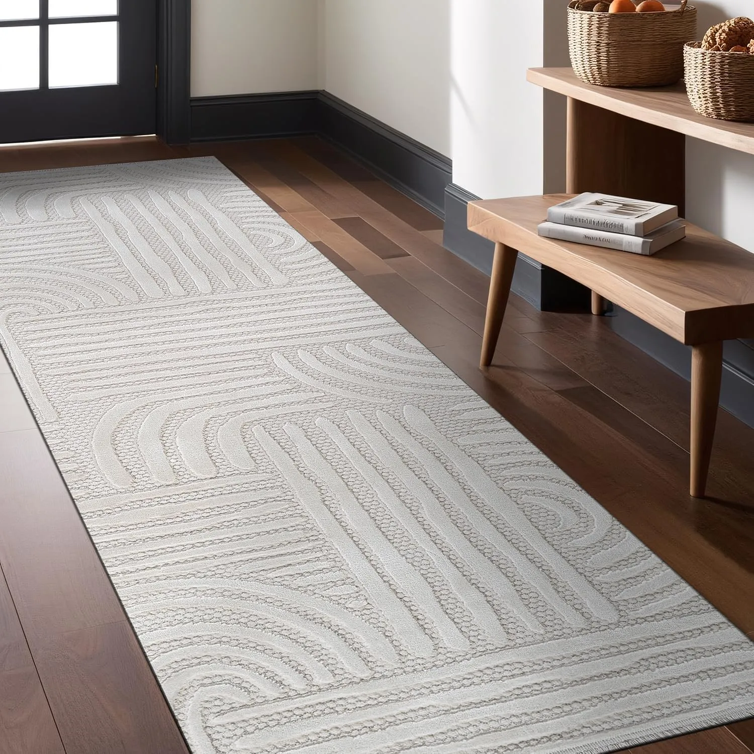 Modern Indoor Rug Orbit 2x7 Area Rugs for Living Room Luxury Kitchen Bedroom Durable Soft Geometric Durable Low and High Pile Stain Resistant Non Shedding Area Carpet 2x7