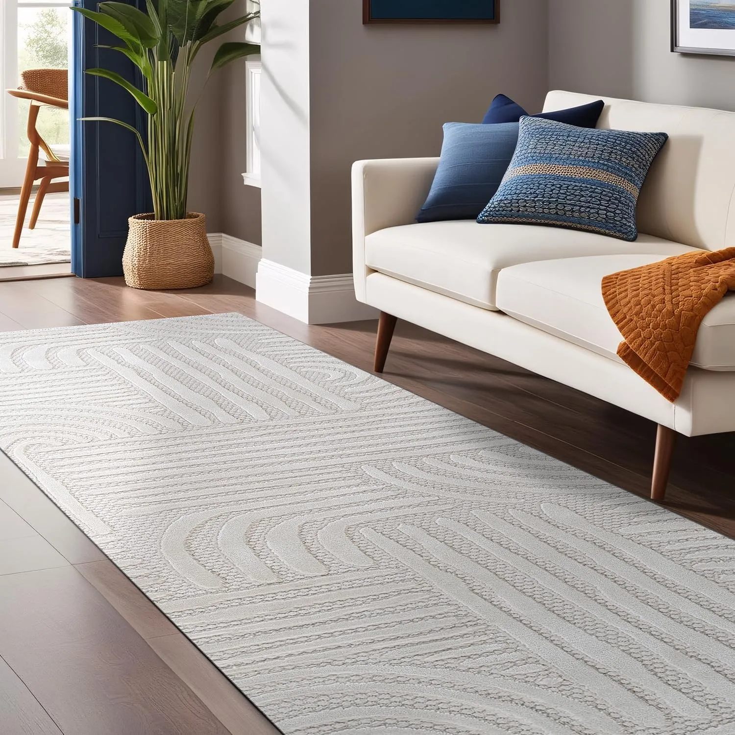 Modern Indoor Rug Orbit 2x7 Area Rugs for Living Room Luxury Kitchen Bedroom Durable Soft Geometric Durable Low and High Pile Stain Resistant Non Shedding Area Carpet 2x7