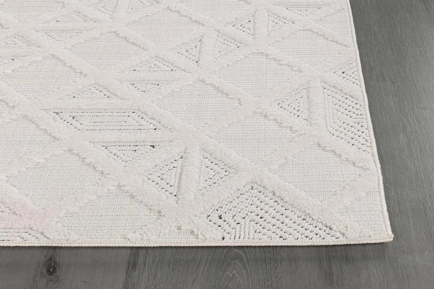 Modern Micro Loop Indoor Runner Rugs for Living Room Bedroom Kitchen Geometric Square White 2x7 Luxury Durable Low and High Pile Non-Shedding Stain Resistant Soft Area Carpet 2 x 7