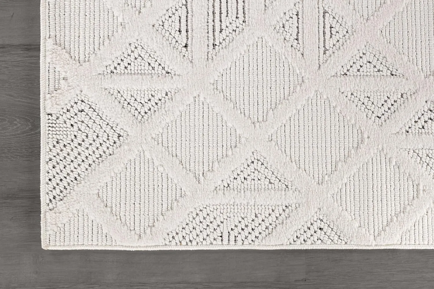 Modern Micro Loop Indoor Runner Rugs for Living Room Bedroom Kitchen Geometric Square White 2x7 Luxury Durable Low and High Pile Non-Shedding Stain Resistant Soft Area Carpet 2 x 7