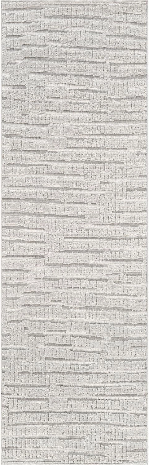 Modern Micro Loop Indoor Runner Rugs for Living Room Bedroom Kitchen Geometric Pebble White 2x7 Luxury Durable Low and High Pile Non-Shedding Stain Resistant Soft Area Carpet 2 x 7