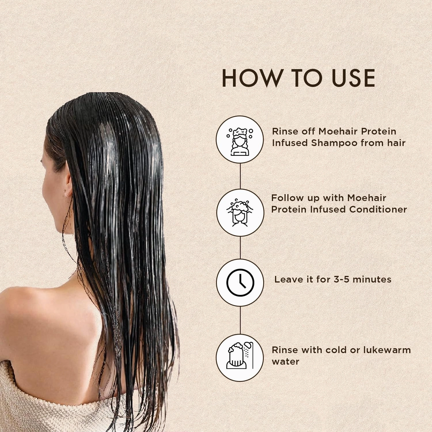 MOEHAIR Paraben Free Protein Conditioner for Dry Hair, Floral Peachy Scent, Nourishes and Moisturizes, Helps Repair Split Ends, Smoothes and Soothes, Color Safe, 12 Fluid Ounces