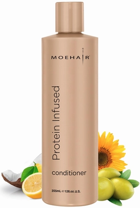 MOEHAIR Paraben Free Protein Conditioner for Dry Hair, Floral Peachy Scent, Nourishes and Moisturizes, Helps Repair Split Ends, Smoothes and Soothes, Color Safe, 12 Fluid Ounces