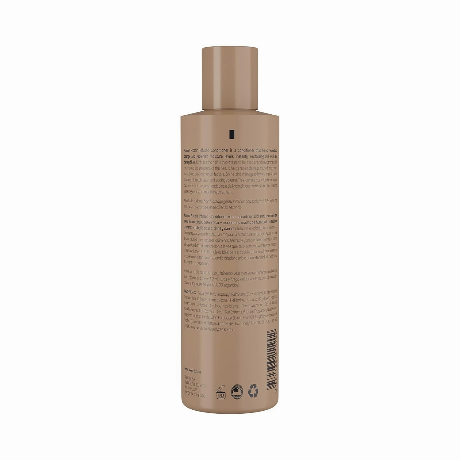 MOEHAIR Paraben Free Protein Conditioner for Dry Hair, Floral Peachy Scent, Nourishes and Moisturizes, Helps Repair Split Ends, Smoothes and Soothes, Color Safe, 12 Fluid Ounces