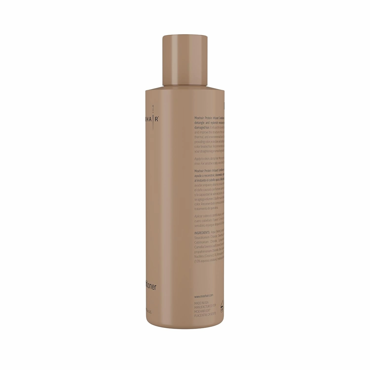 MOEHAIR Paraben Free Protein Conditioner for Dry Hair, Floral Peachy Scent, Nourishes and Moisturizes, Helps Repair Split Ends, Smoothes and Soothes, Color Safe, 12 Fluid Ounces