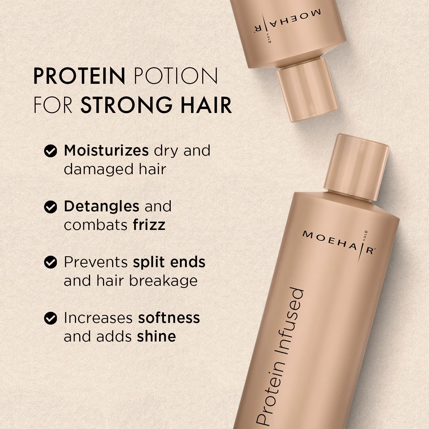 MOEHAIR Paraben Free Protein Conditioner for Dry Hair, Floral Peachy Scent, Nourishes and Moisturizes, Helps Repair Split Ends, Smoothes and Soothes, Color Safe, 12 Fluid Ounces