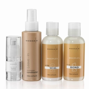 Moehair Travel Size Toileries (Hair Serum, Leave-In Conditioner, Moeplex Bond & Seal)| Smoothens Hair | Strengthens and Hydrates | Hair Care Travel Kit for Frizz Hair