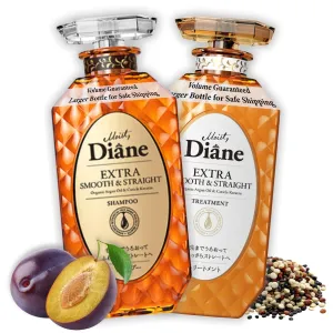 Moist Diane Keratin Shampoo and Conditioner Set for Curly Hair Women & Men, Organic Hair Care w/Argan Oil for Frizzy Hair, Made in Japan, Silicone & Sulfate Free, Extra SMOOTH & STRAIGHT, 30.4 Fl Oz