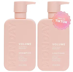 MONDAY HAIRCARE Volume Shampoo   Conditioner Set (2 Pack) 12oz Each for Thin, Fine, and Oily Hair, Made from Coconut Oil, Ginger Extract, & Vitamin E, 100% Recyclable Bottles