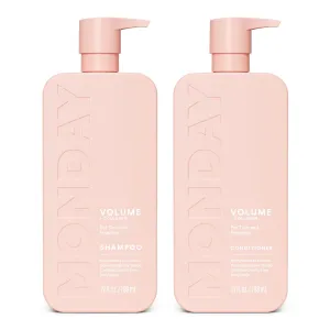 MONDAY HAIRCARE Volume Shampoo   Conditioner Set (2 Pack) 27oz Each for Thin, Fine, and Oily Hair, Made from Coconut Oil, Ginger Extract, & Vitamin E, 100% Recyclable Bottles