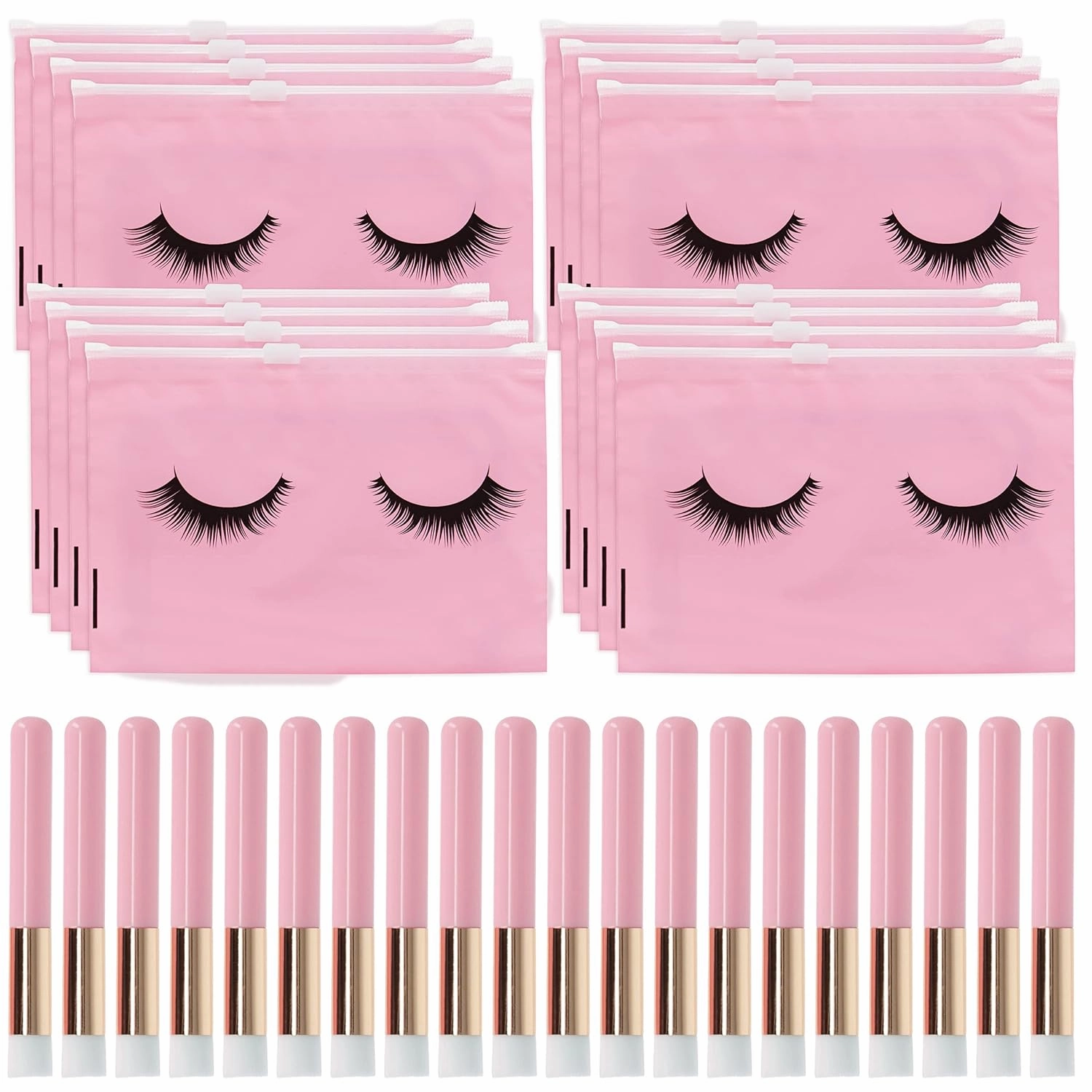 Mondo Medical Lash Shampoo Brush Bulk 30pk Eyelash Cleaning Brush and 30pk Bag Kit, Extensions Makeup Cleansing 60pc Set