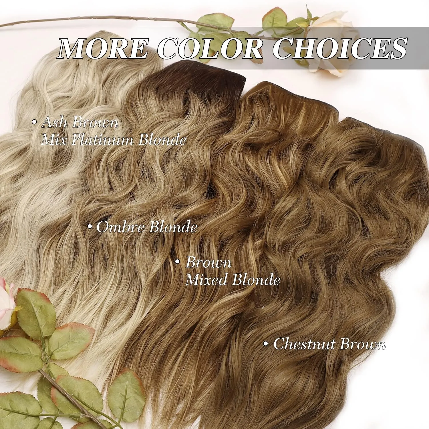 MORICA Invisible Wire Hair Extensions - 14 Inch Halo Hair Extension Long Wavy Synthetic Hairpiece with Transparent Wire Adjustable Size, 4 Secure Clips for Women (Ash Blonde Mixed Light Blonde,14Inch)