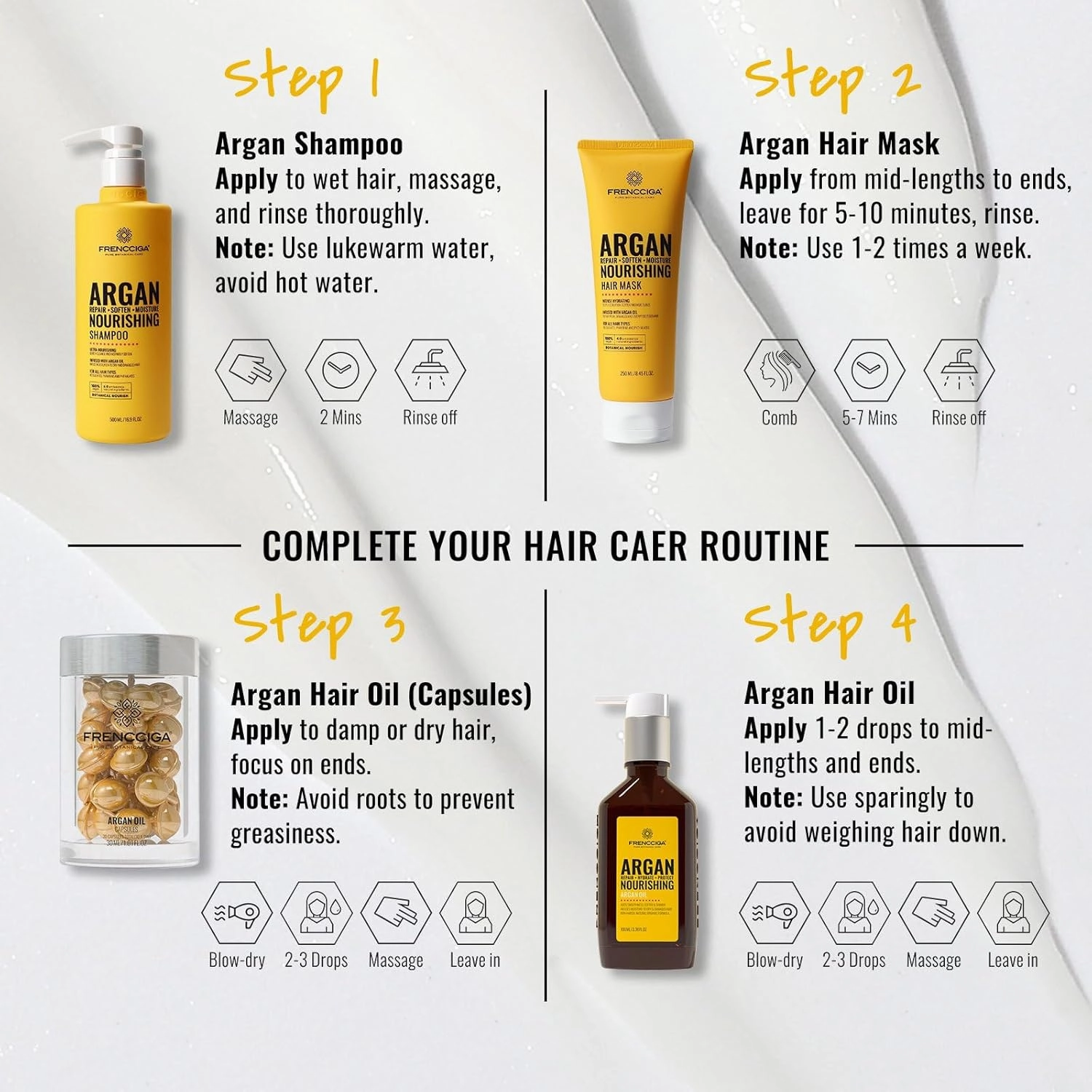 Moroccan Argan Oil Hair Mask, Deep Moisturizing Nourishing Conditioner Restores Elasticity & Adds Shine for Damage & Dry Hair 8.45 FL.OZ
