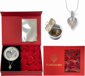 Mothers Day Gift For Mom Grandma Roses Flowers With Blind Box Pearl Necklace For Valentine's Gift For her, Girlfreind, Wife, Women, Artificial Flower Preserved Roses For Delivery, Birthday Gifts for Her Red