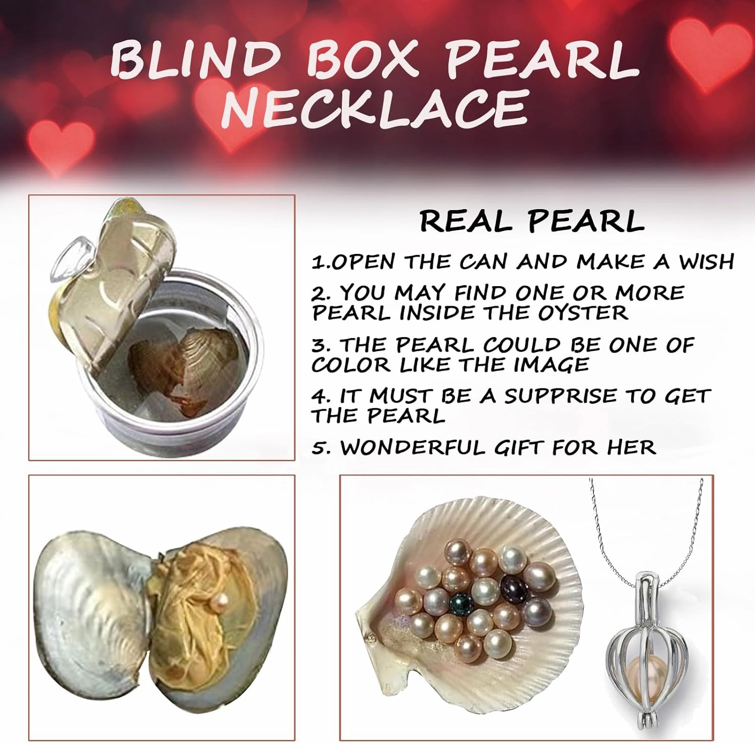 Mothers Day Gift For Mom Grandma Roses Flowers With Blind Box Pearl Necklace For Valentine's Gift For her, Girlfreind, Wife, Women, Artificial Flower Preserved Roses For Delivery, Birthday Gifts for Her Red