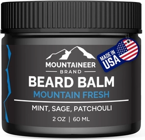 Mountaineer Brand Beard Balm for Men | All Natural Leave-In Conditioner to Moisturize Dry Itchy Skin | Beard Butter Hydrates, Softens and Tames Flyaway Hair | Adds Shine | Mountain Fresh2oz