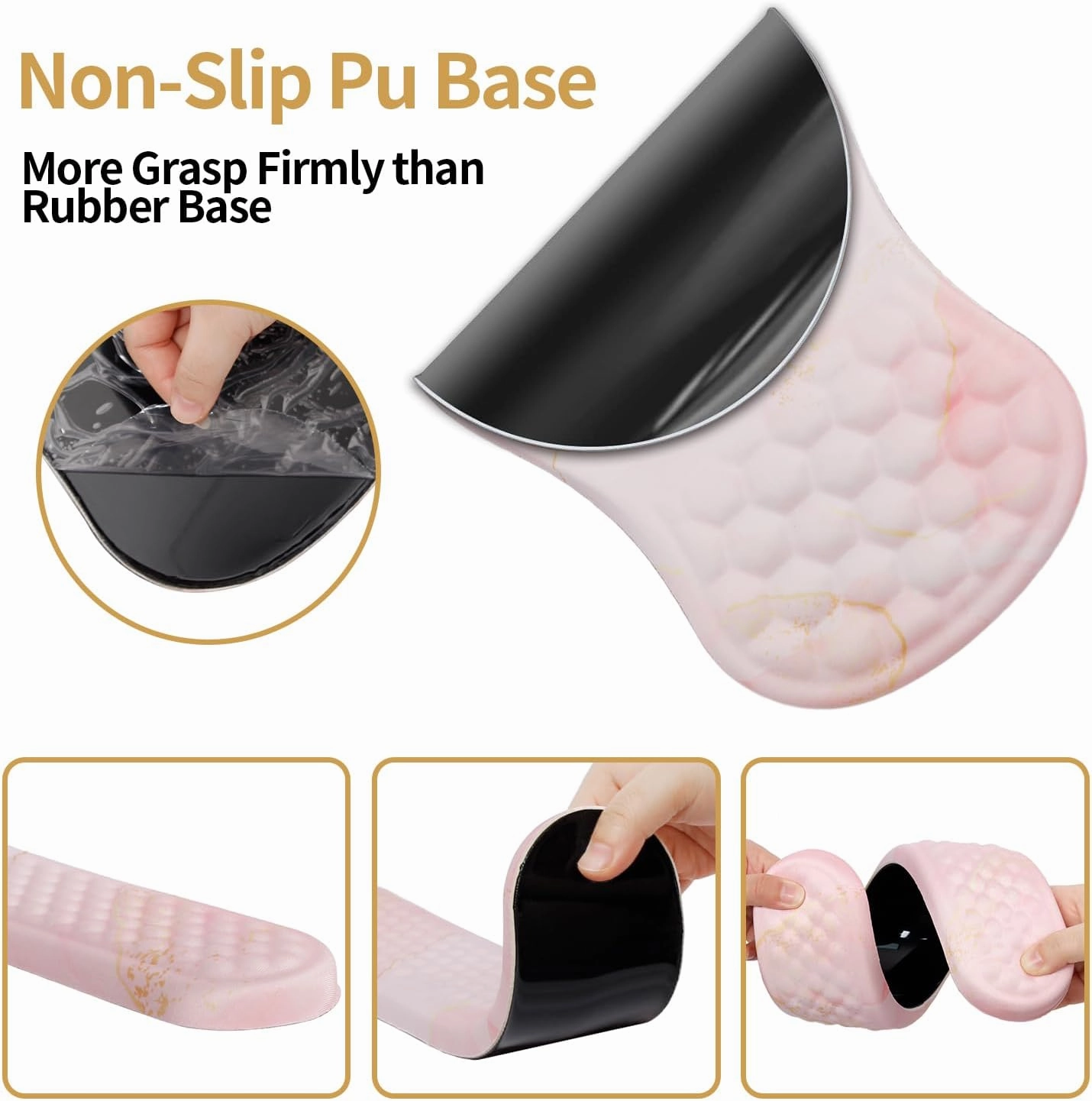 Mouse Pad Wrist Support,Ergonomic Mouse Pad with Wrist Rest,Computer Mouse Pads Pain Relief Keyboard Wrist Rest with Coaster,Non-Slip Computer Gel Mouse Pad for Laptop Keyboard Office-Pink Marble