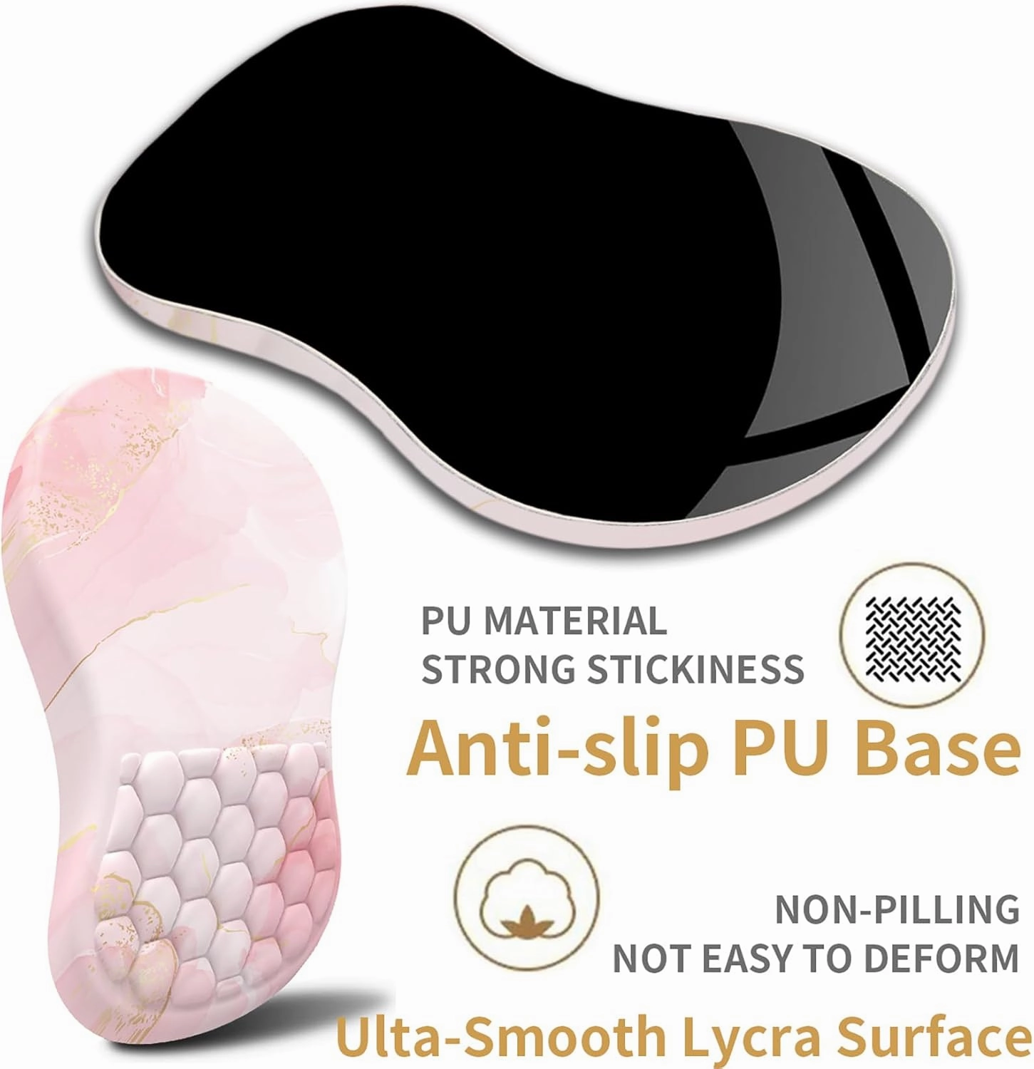 Mouse Pad Wrist Support,Ergonomic Mouse Pad with Wrist Rest,Computer Mouse Pads Pain Relief Keyboard Wrist Rest with Coaster,Non-Slip Computer Gel Mouse Pad for Laptop Keyboard Office-Pink Marble