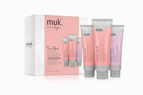MUK Vivid Colour Lock Haircare Travel Pack - Shampoo, Conditioner & 1 Minute Ultra Soft Treatment, 100ml Each - Ultimate Protection & Shine for Colored Hair