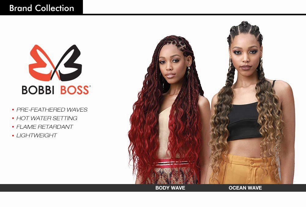 MULTI PACK DEALS! Bobbi Boss Synthetic Hair Braids Pre-Feathered 3X King Tips Body Wave 28" (3-PACK, 1B)