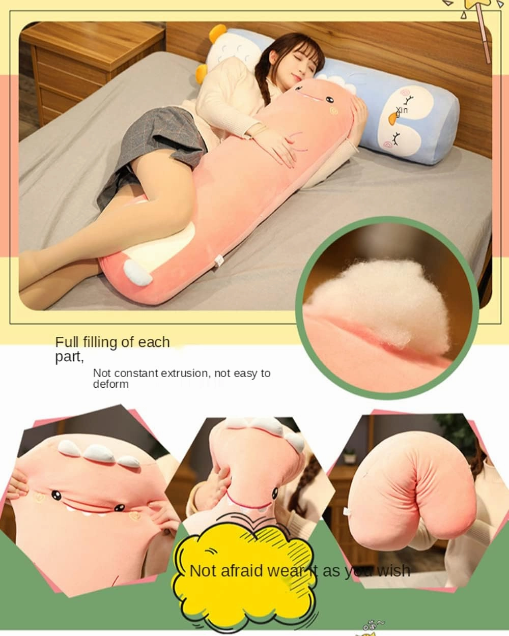 MUPI Long Plush Cute Body Pillow for Bed - Big Cuddle Pillow, Animal Shaped Pink Pig 33 Inch