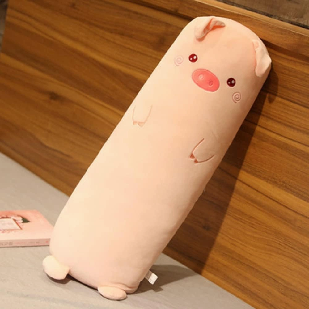 MUPI Long Plush Cute Body Pillow for Bed - Big Cuddle Pillow, Animal Shaped Pink Pig 33 Inch