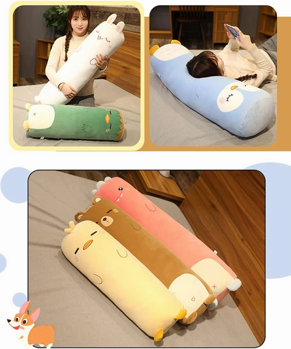 MUPI Long Plush Cute Body Pillow for Bed - Big Cuddle Pillow, Animal Shaped Pink Pig 33 Inch