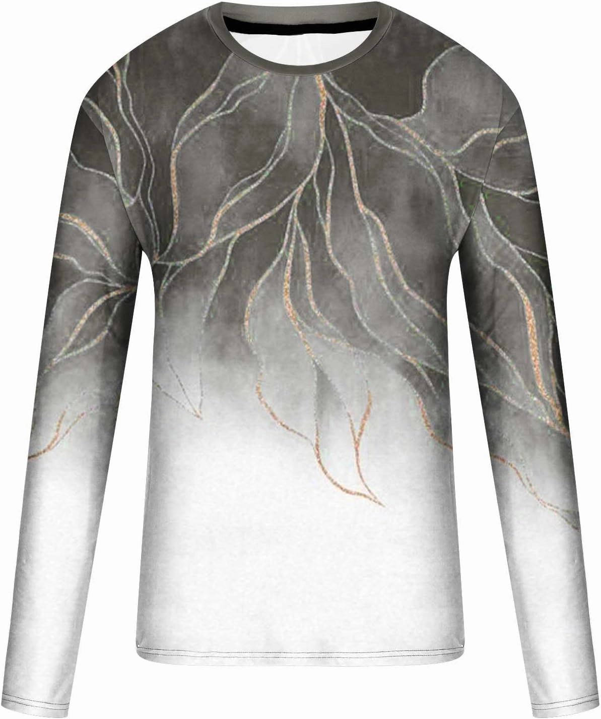 Muscularfit Long Sleeve Tee Shirts for Men Graphic Marble Print Casual Pullover Big and Tall Crewneck Sweatshirts Sports Tees