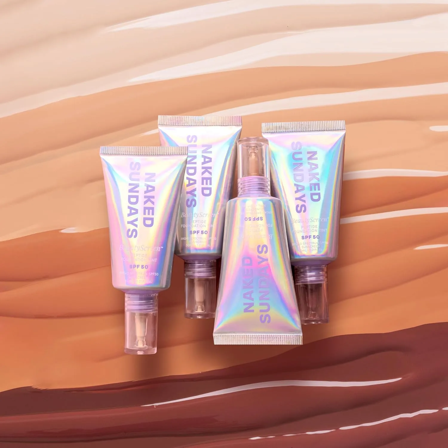Naked Sundays BeautyScreen SPF 50 Mineral Peptide Foundation Tints, 2-in-1 SPF and Skin Tint, Radiant with Light buildable coverage, infused with Peptides, Acne-Safe (1 Fair Neutral, 1.01 oz)