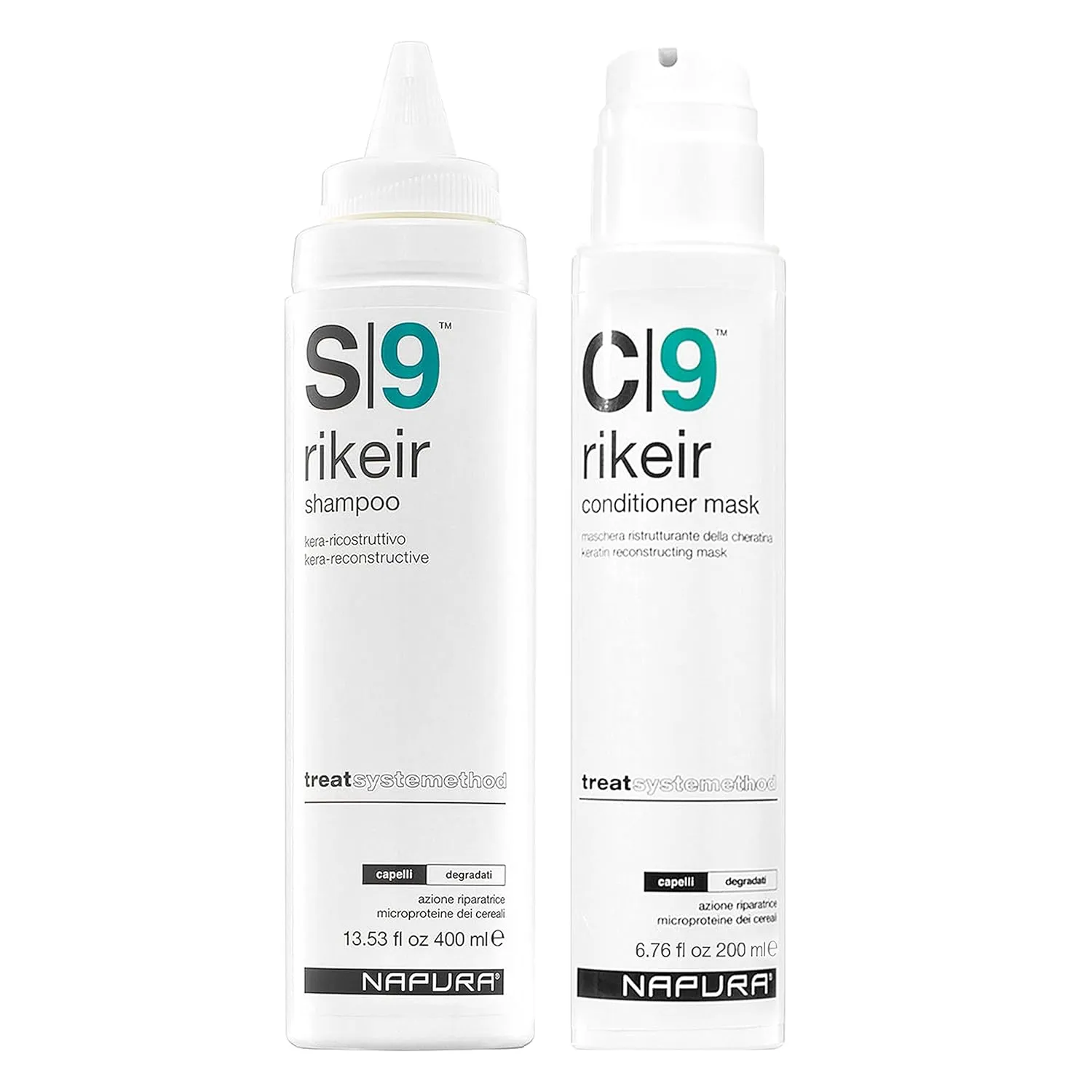 NAPURA Professional Hair Repair Treatment Suite No.9: Damaged Hair Care and Keratin Shampoo (Shampoo 13.53 fl oz and Deep Conditioning Hair Mask 6.76 fl oz)