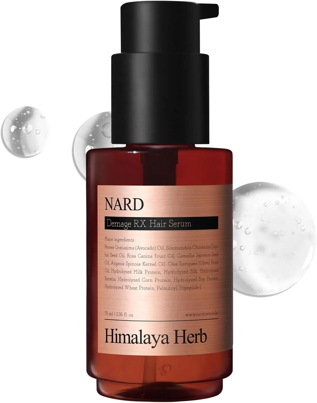 NARD RX Hair Serum 2.36 oz - Silky, and Smoothness (Containing Amino Acids, Protein, Keratin, Silk, 11 Peptides, Vitamin E, and 6 Oils) Leave in Conditioner - for Damaged Hair
