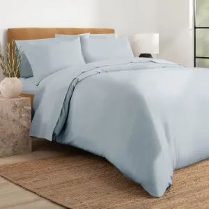 Nate Home by Nate Berkus 200TC 3-Piece Cotton Percale Duvet Cover | Crisp, Cool, Breathable Bedding Set from mDesign - King Size - 1 Duvet Cover/2 Pillow Shams, Heron (Light Blue)