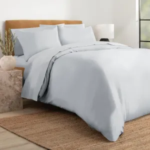 Nate Home by Nate Berkus 300TC 3-Piece Luxe Cotton Sateen Duvet Cover | Ultra Soft, Cool, Bedding Set from mDesign - Full/Queen Size - 1 Duvet Cover/2 Pillow Shams, Quartz (Light Gray)