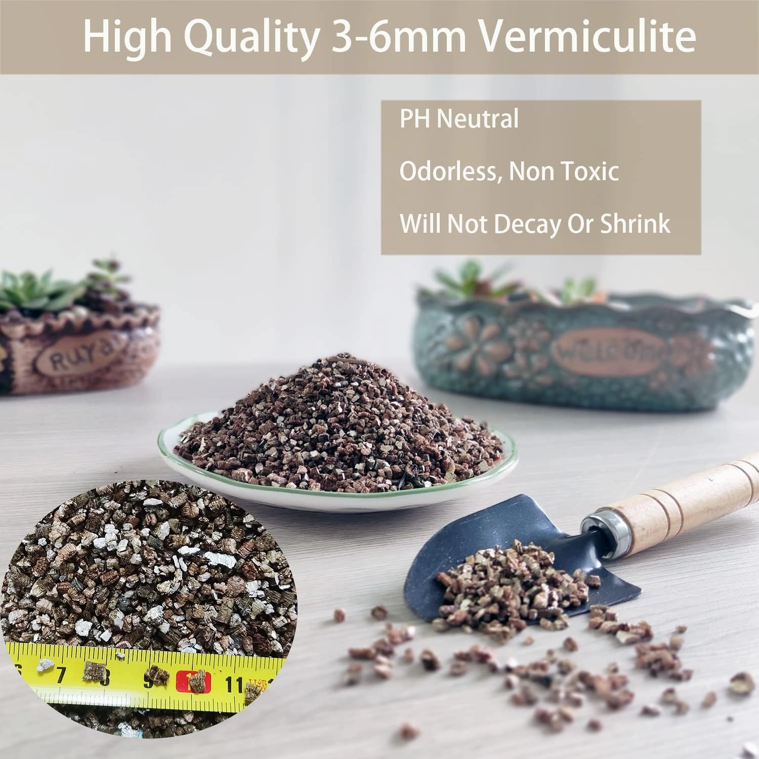 Natural Coarse Vermiculite 10QT for Plants Organic Occurring Mineral Potting Mix Medium for Potted Plants, Hydroponics, Terrariums, Orchids, Mushroom Or Reptile Habitats