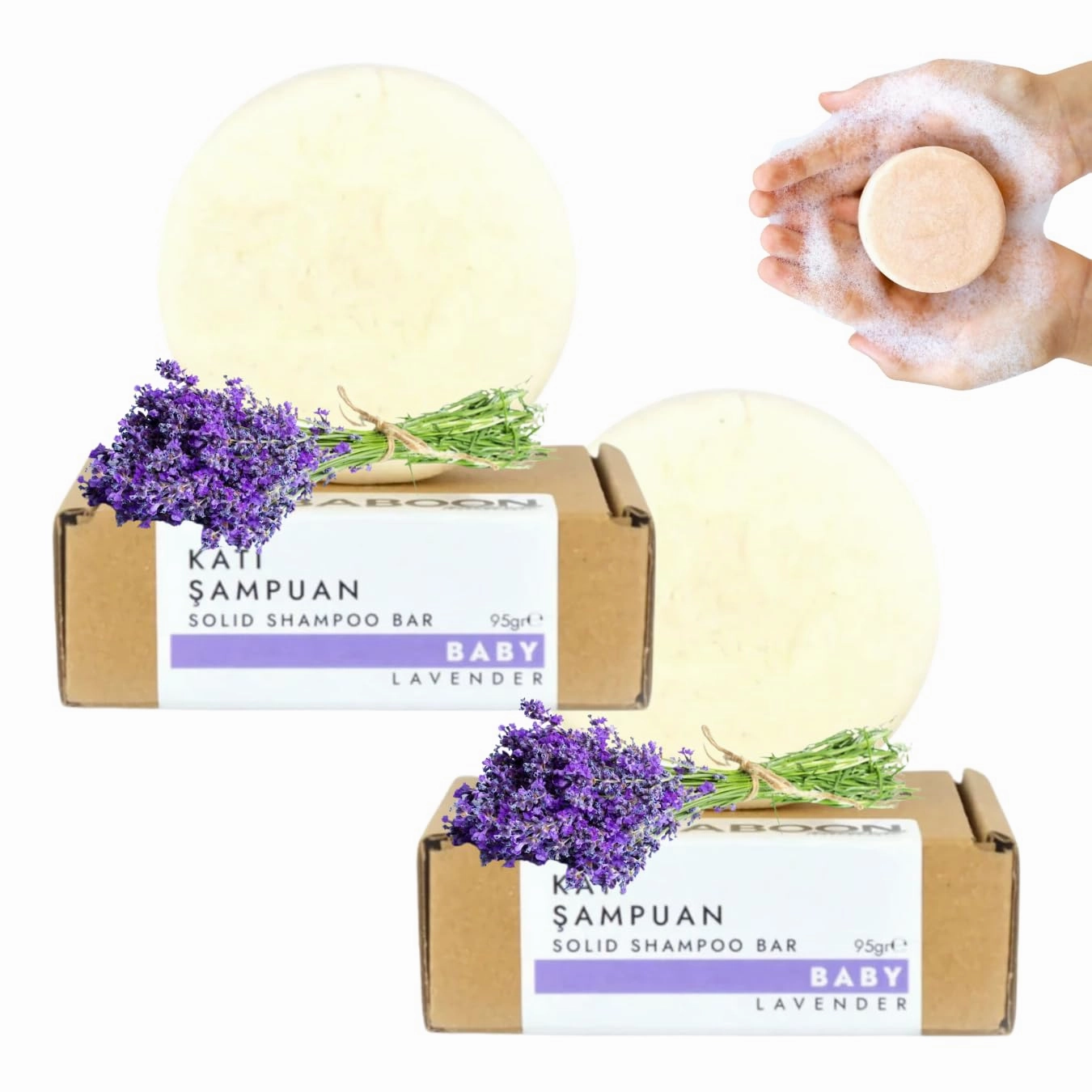 Natural Turkish Baby Salt-Free Solid Shampoo Lavender Scented - (95 g / 3.35 oz) - Pack of 2