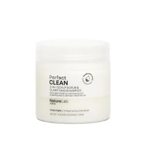 NATURELAB. TOKYO Perfect Clean 2-in-1 Scalp Scrub & Clarifying Shampoo | Exfoliating Sugar Crystals with Probiotic Sake Water & Hyaluronic Acid for Deep Scalp Cleanse, Shine, & Hydration – 8.1 oz