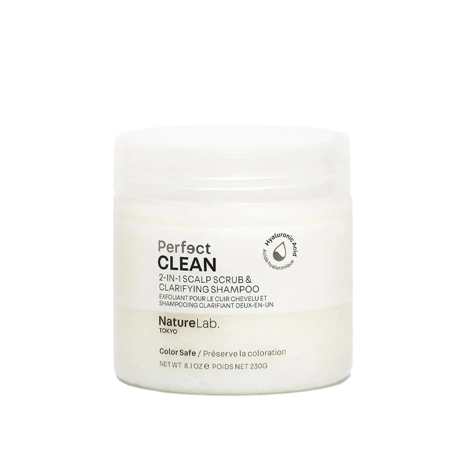 NATURELAB. TOKYO Perfect Clean 2-in-1 Scalp Scrub & Clarifying Shampoo | Exfoliating Sugar Crystals with Probiotic Sake Water & Hyaluronic Acid for Deep Scalp Cleanse, Shine, & Hydration – 8.1 oz