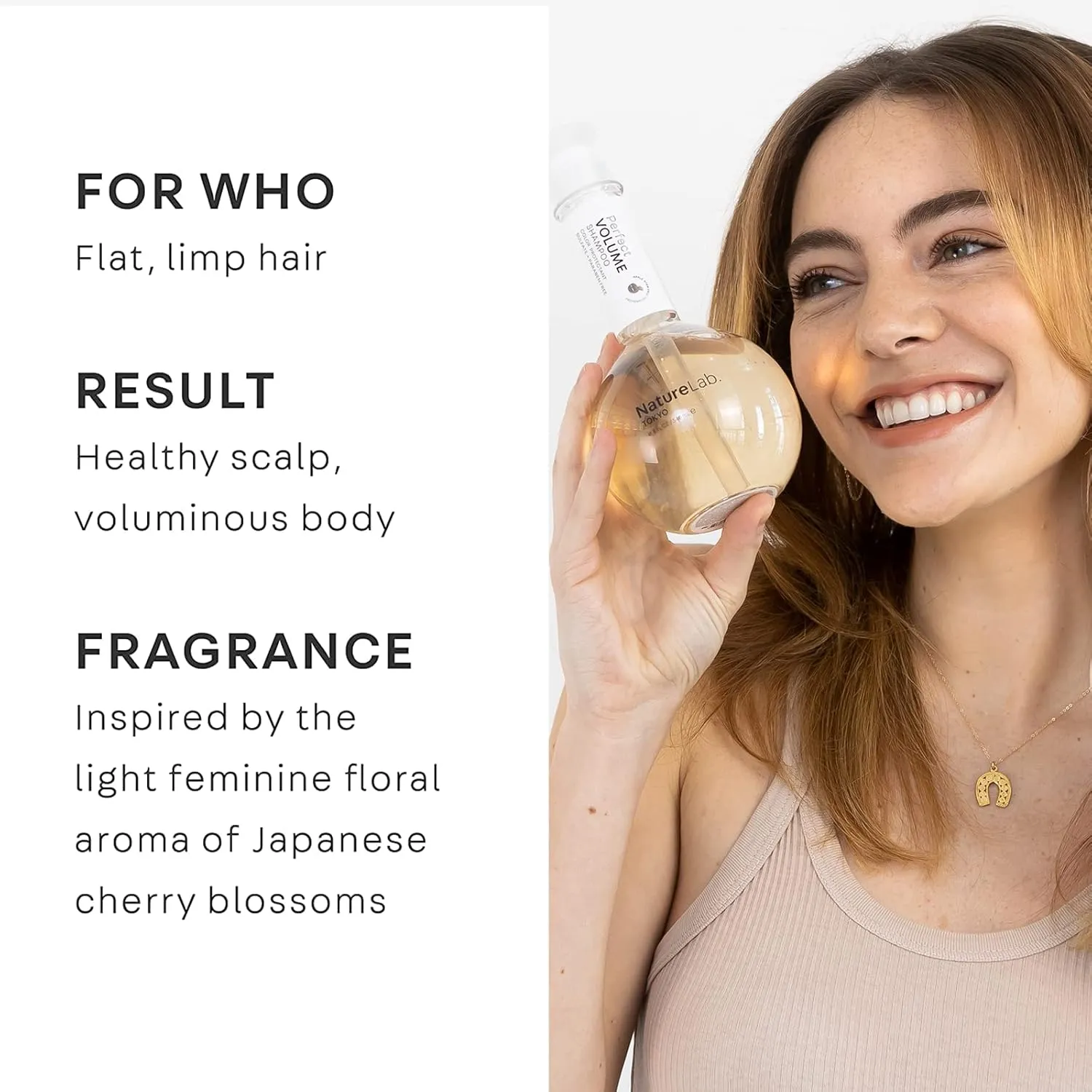 NATURELAB. TOKYO Perfect Volume Shampoo Refill – Boosts Volume, Eco-Friendly Pouch, Thickening Rice & Soy Proteins, Sakura & Apple Extracts for Moisture, 22.9 oz