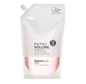 NATURELAB. TOKYO Perfect Volume Shampoo Refill – Boosts Volume, Eco-Friendly Pouch, Thickening Rice & Soy Proteins, Sakura & Apple Extracts for Moisture, 22.9 oz