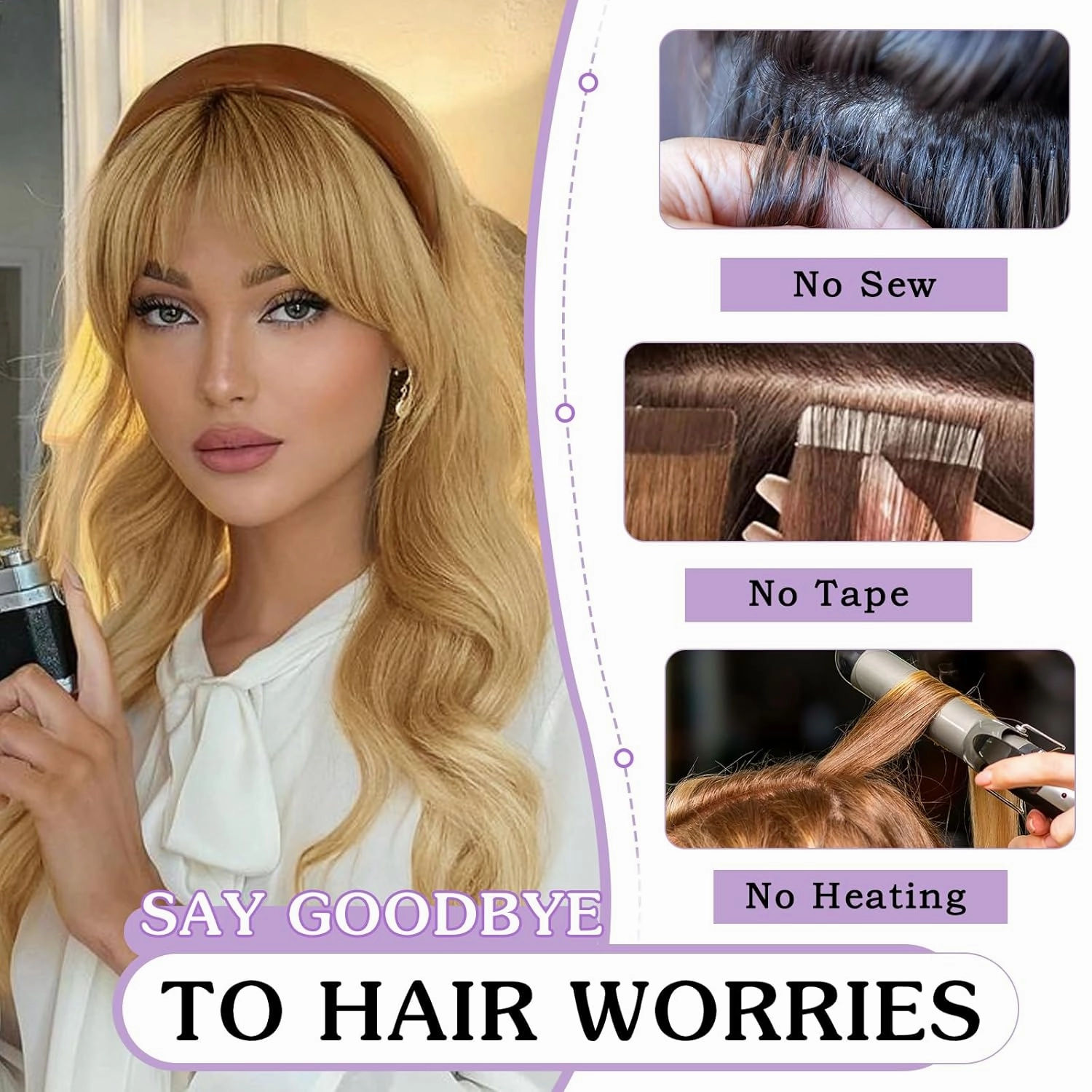 NAYOO 4PCS Clip in Hair Extensions Long Wavy Curly Synthetic Thick Hairpieces Honey Blonde for Women with Fiber Double Weft Hair Full Head（16 Inch, Honey Blonde）
