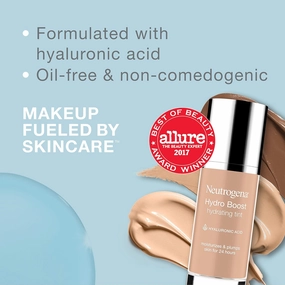 Neutrogena Hydro Boost Hydrating Tint with Hyaluronic Acid, Lightweight Water Gel Formula, Moisturizing, Oil-Free & Non-Comedogenic Liquid Foundation Makeup, 40 Nude Color, 1.0 fl. oz (Pack of 2)